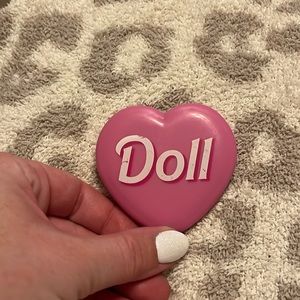 Diamond Dolls Heart Shaped Doll Mirror- Barbie Pink